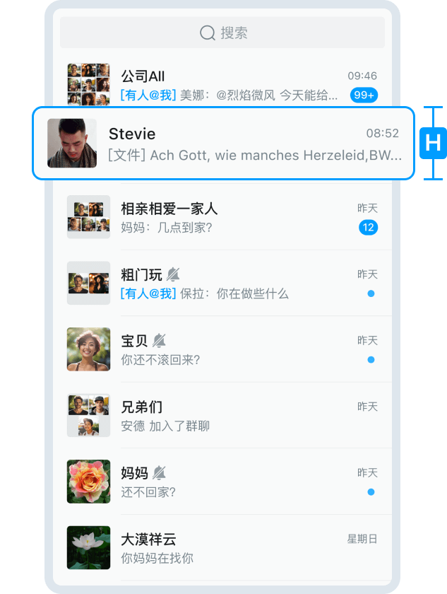 会话列表项的高度
